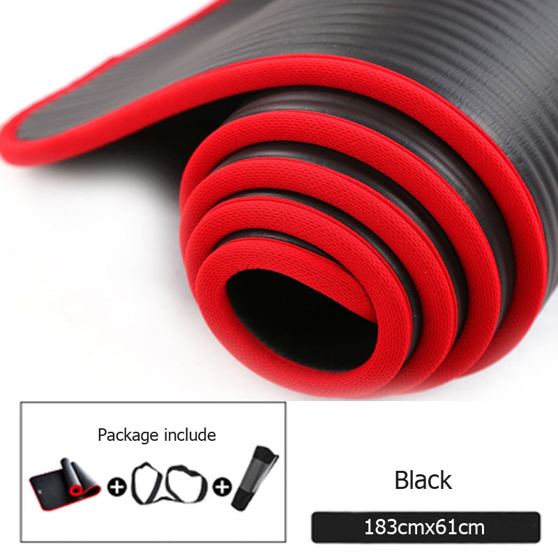 New 10mm Thickened Non-slip 183cmX61cm Yoga Mat NBR Fitness Gym Mats Sports Cushion Gymnastic Pilates Pads With Yoga Bag & Strap